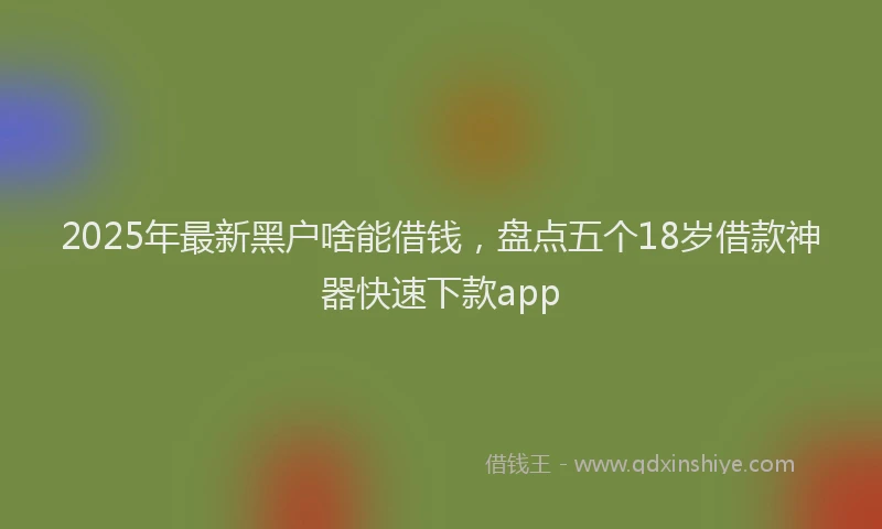 2025年最新黑户啥能借钱，盘点五个18岁借款神器快速下款app
