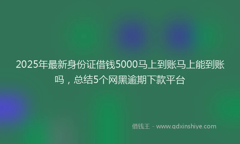2025年最新身份证借钱5000马上到账马上能到账吗，总结5个网黑逾期下款平台