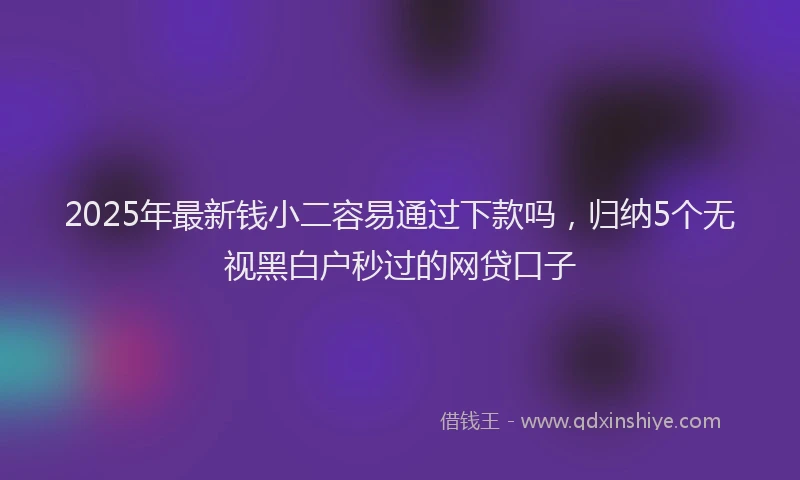 2025年最新钱小二容易通过下款吗，归纳5个无视黑白户秒过的网贷口子