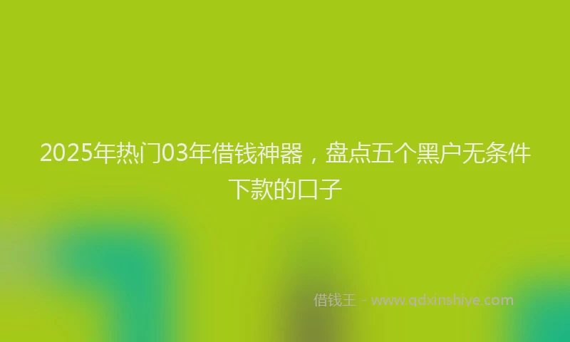 2025年热门03年借钱神器，盘点五个黑户无条件下款的口子