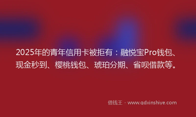2025年的青年信用卡被拒有：融悦宝Pro钱包、现金秒到、樱桃钱包、琥珀分期、省呗借款等。