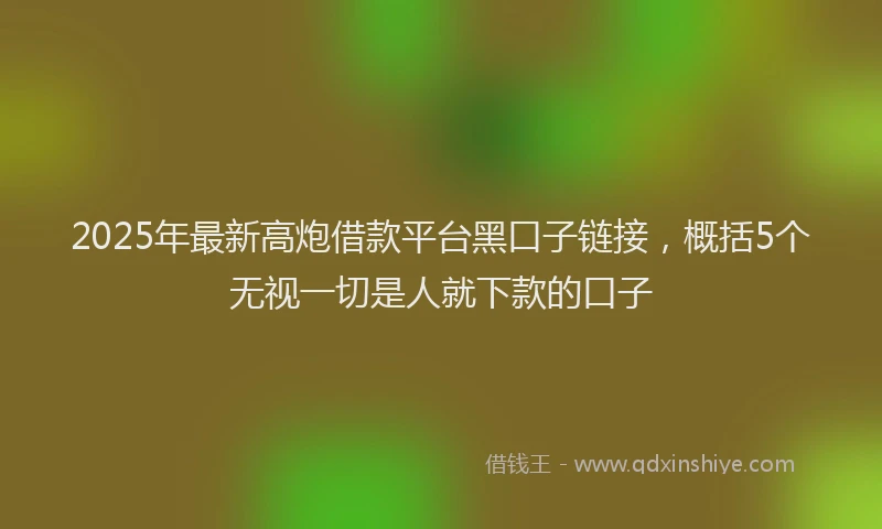 2025年最新高炮借款平台黑口子链接，概括5个无视一切是人就下款的口子