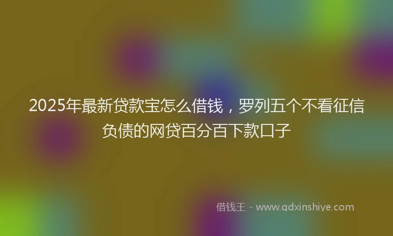 2025年最新贷款宝怎么借钱，罗列五个不看征信负债的网贷百分百下款口子