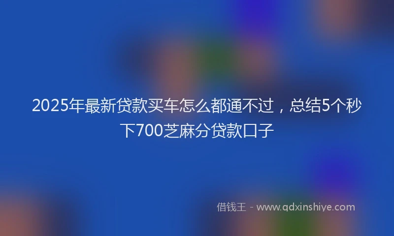 2025年最新贷款买车怎么都通不过，总结5个秒下700芝麻分贷款口子