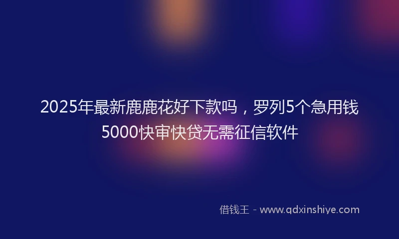 2025年最新鹿鹿花好下款吗，罗列5个急用钱5000快审快贷无需征信软件