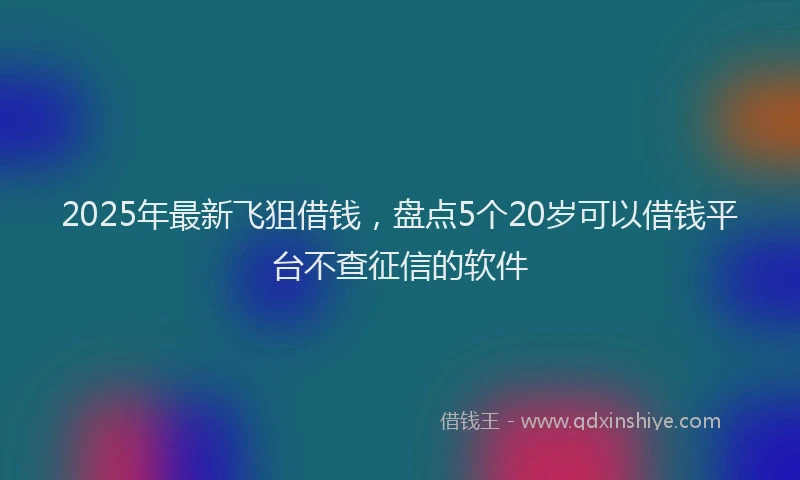 2025年最新飞狙借钱，盘点5个20岁可以借钱平台不查征信的软件