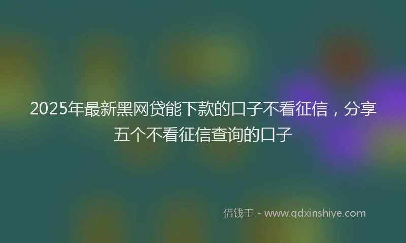 2025年最新黑网贷能下款的口子不看征信，分享五个不看征信查询的口子