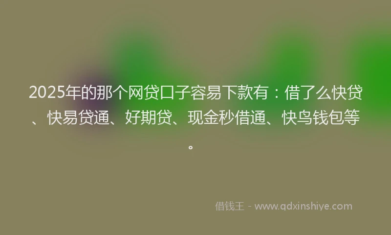 2025年的那个网贷口子容易下款有：借了么快贷、快易贷通、好期贷、现金秒借通、快鸟钱包等。