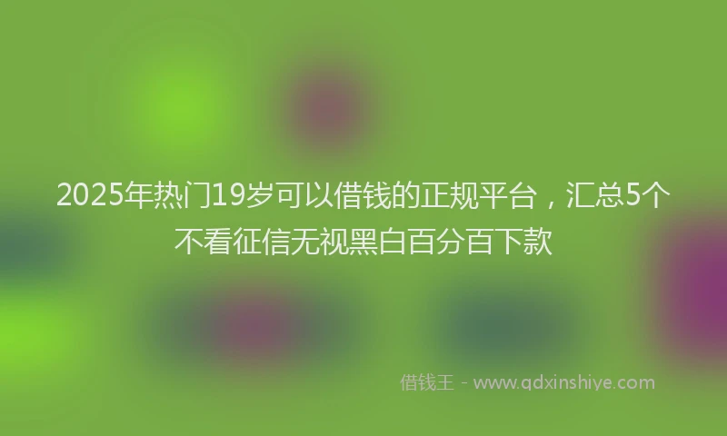 2025年热门19岁可以借钱的正规平台，汇总5个不看征信无视黑白百分百下款