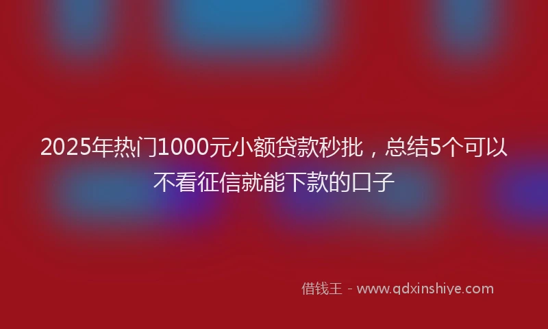 2025年热门1000元小额贷款秒批，总结5个可以不看征信就能下款的口子