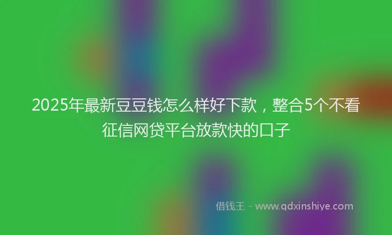 2025年最新豆豆钱怎么样好下款，整合5个不看征信网贷平台放款快的口子