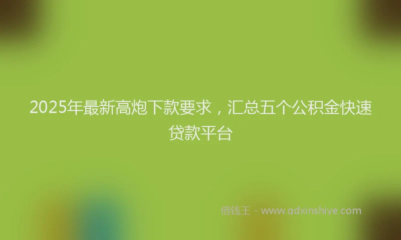 2025年最新高炮下款要求，汇总五个公积金快速贷款平台