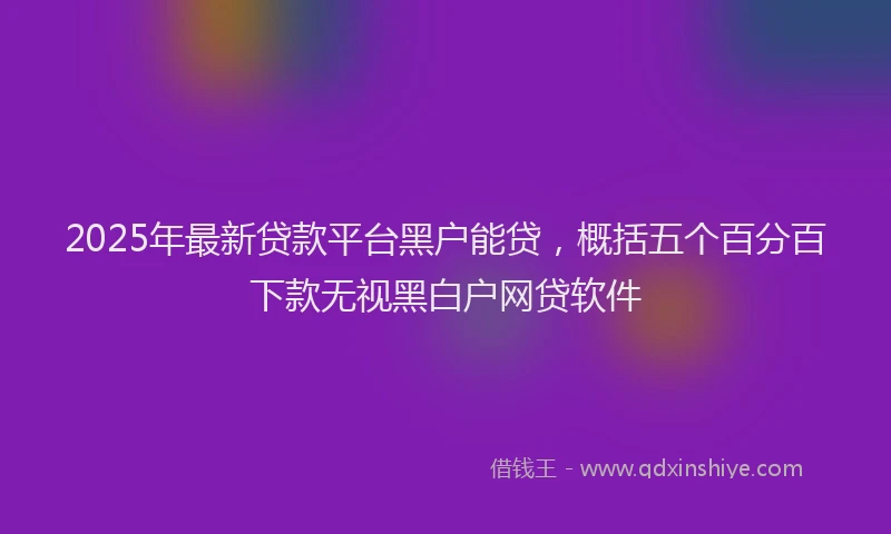 2025年最新贷款平台黑户能贷，概括五个百分百下款无视黑白户网贷软件