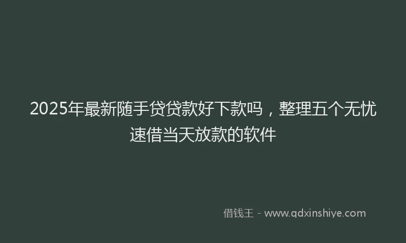 2025年最新随手贷贷款好下款吗，整理五个无忧速借当天放款的软件
