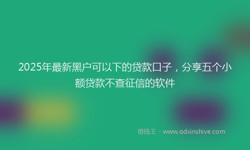 2025年最新黑户可以下的贷款口子，分享五个小额贷款不查征信的软件