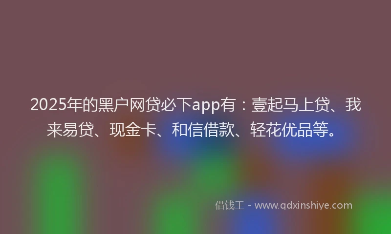 2025年的黑户网贷必下app有:壹起马上贷、我来易贷、现金卡、和信借款、轻花优品等。