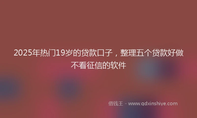 2025年热门19岁的贷款口子，整理五个贷款好做不看征信的软件