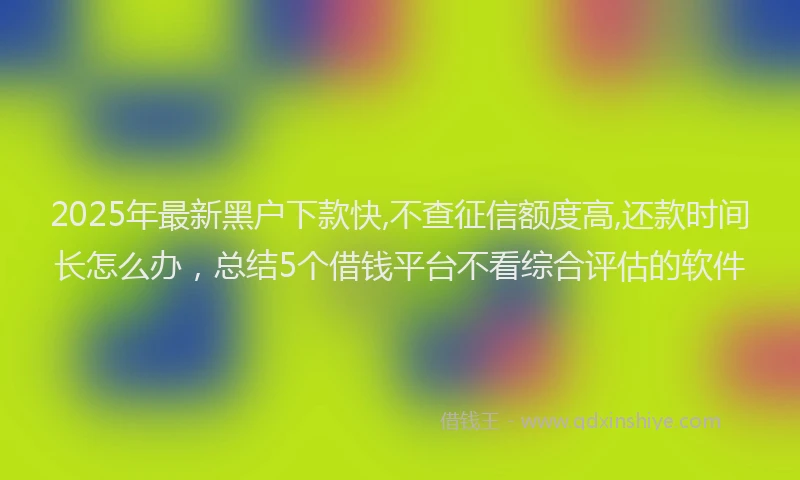 2025年最新黑户下款快,不查征信额度高,还款时间长怎么办，总结5个借钱平台不看综合评估的软件