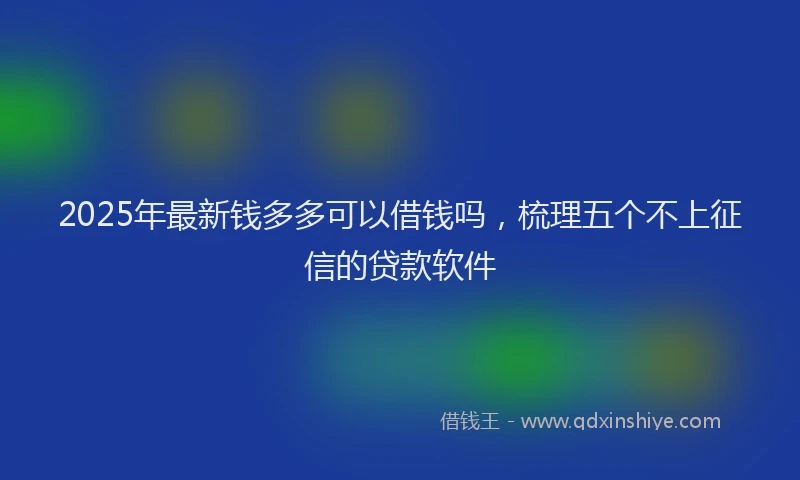 2025年最新钱多多可以借钱吗，梳理五个不上征信的贷款软件