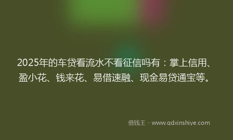 2025年的车贷看流水不看征信吗有：掌上信用、盈小花、钱来花、易借速融、现金易贷通宝等。