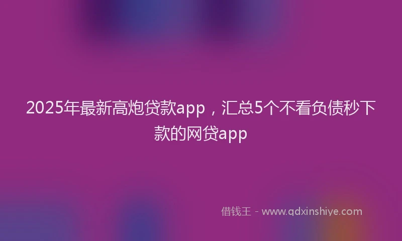 2025年最新高炮贷款app，汇总5个不看负债秒下款的网贷app