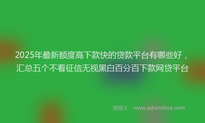 2025年最新额度高下款快的贷款平台有哪些好，汇总五个不看征信无视黑白百分百下款网贷平台