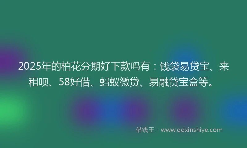 2025年的柏花分期好下款吗有：钱袋易贷宝、来租呗、58好借、蚂蚁微贷、易融贷宝盒等。