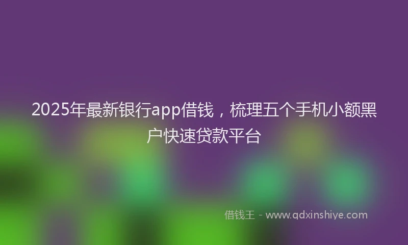 2025年最新银行app借钱，梳理五个手机小额黑户快速贷款平台