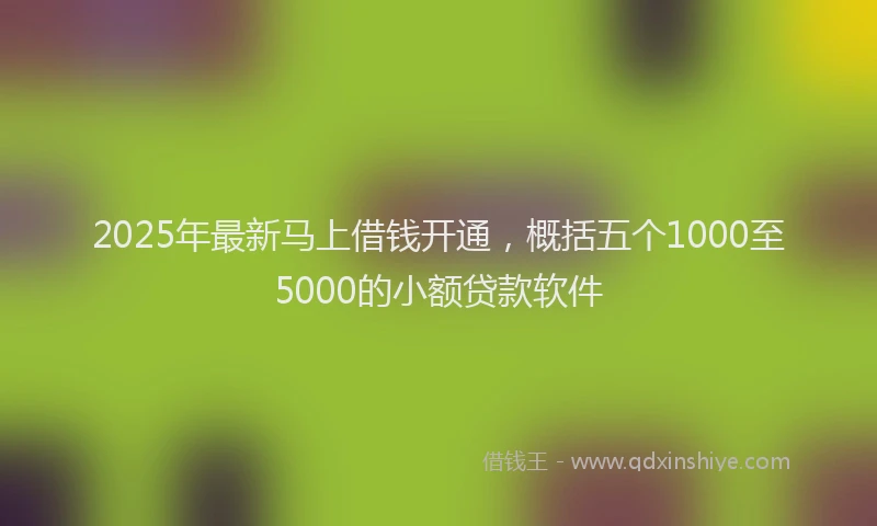 2025年最新马上借钱开通，概括五个1000至5000的小额贷款软件