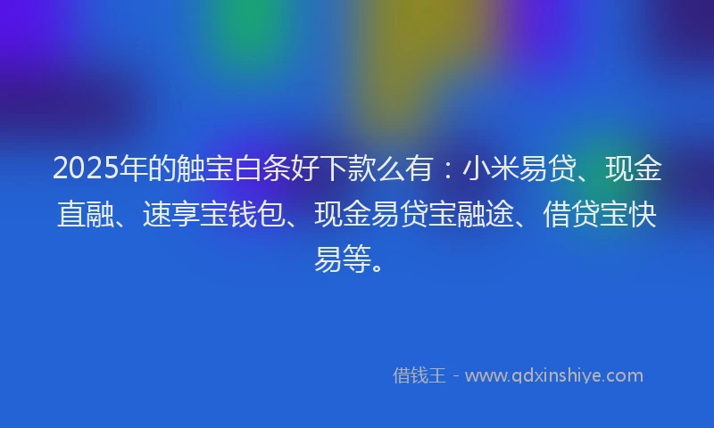 2025年的触宝白条好下款么有：小米易贷、现金直融、速享宝钱包、现金易贷宝融途、借贷宝快易等。