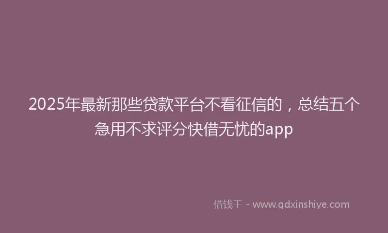 2025年最新那些贷款平台不看征信的，总结五个急用不求评分快借无忧的app