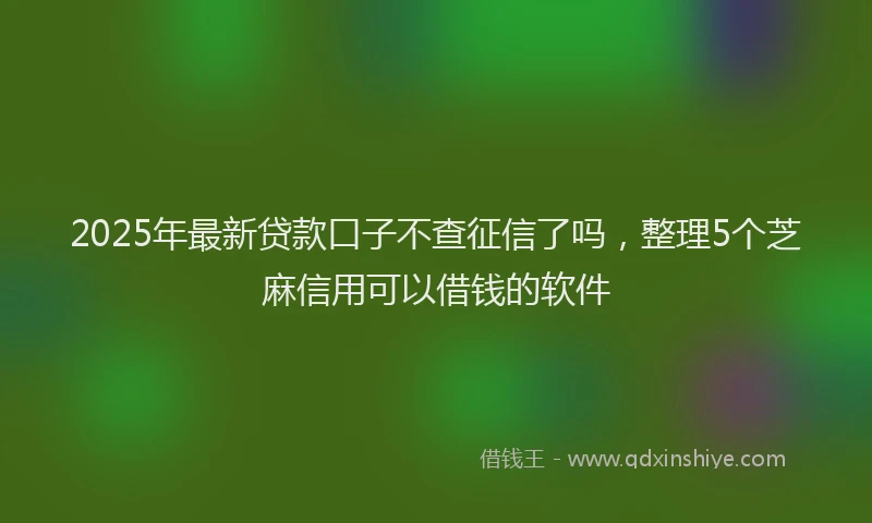 2025年最新贷款口子不查征信了吗，整理5个芝麻信用可以借钱的软件