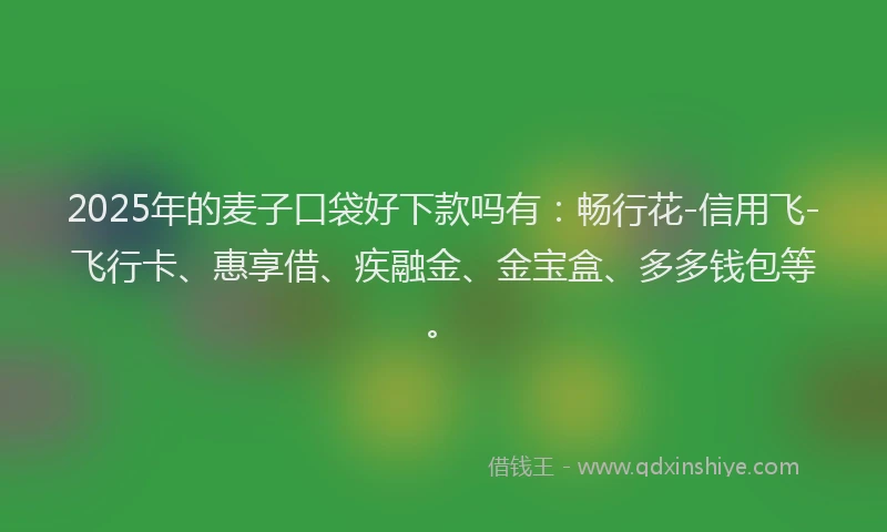 2025年的麦子口袋好下款吗有：畅行花-信用飞-飞行卡、惠享借、疾融金、金宝盒、多多钱包等。
