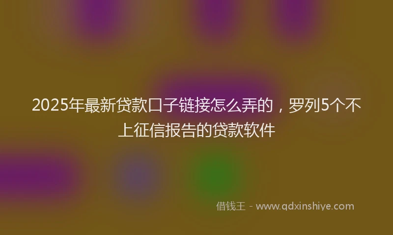 2025年最新贷款口子链接怎么弄的，罗列5个不上征信报告的贷款软件
