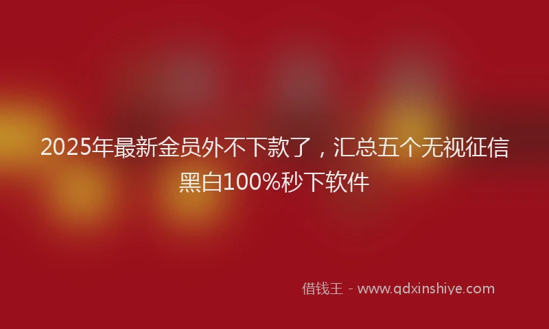 2025年最新金员外不下款了，汇总五个无视征信黑白100%秒下软件