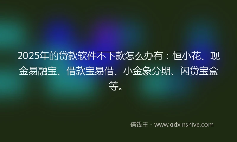 2025年的贷款软件不下款怎么办有：恒小花、现金易融宝、借款宝易借、小金象分期、闪贷宝盒等。