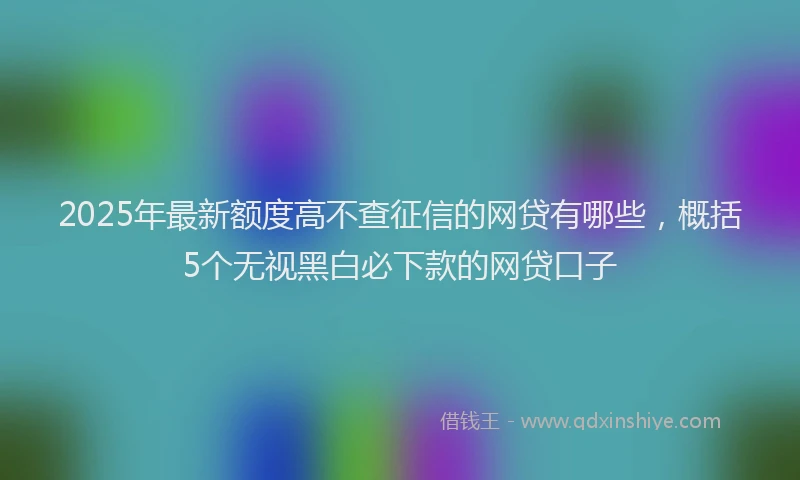 2025年最新额度高不查征信的网贷有哪些，概括5个无视黑白必下款的网贷口子