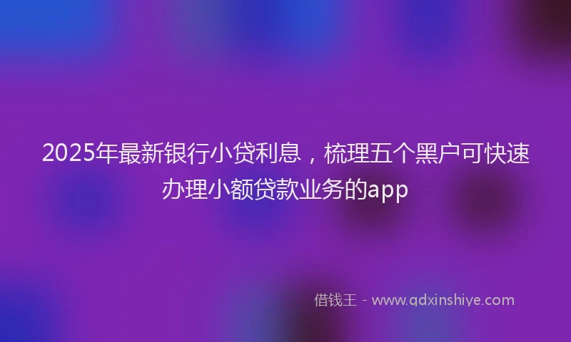 2025年最新银行小贷利息，梳理五个黑户可快速办理小额贷款业务的app