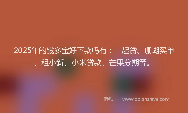 2025年的钱多宝好下款吗有：一起贷、珊瑚买单、租小新、小米贷款、芒果分期等。