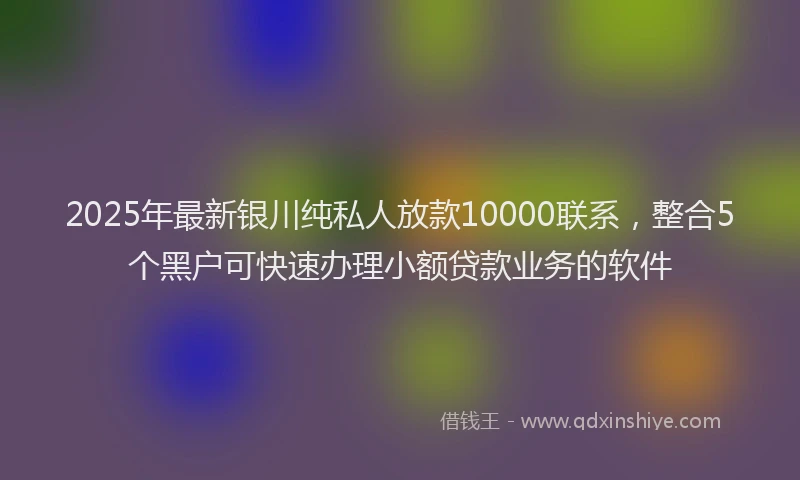 2025年最新银川纯私人放款10000联系，整合5个黑户可快速办理小额贷款业务的软件