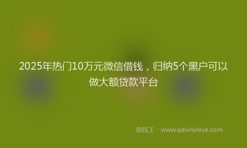 2025年热门10万元微信借钱，归纳5个黑户可以做大额贷款平台