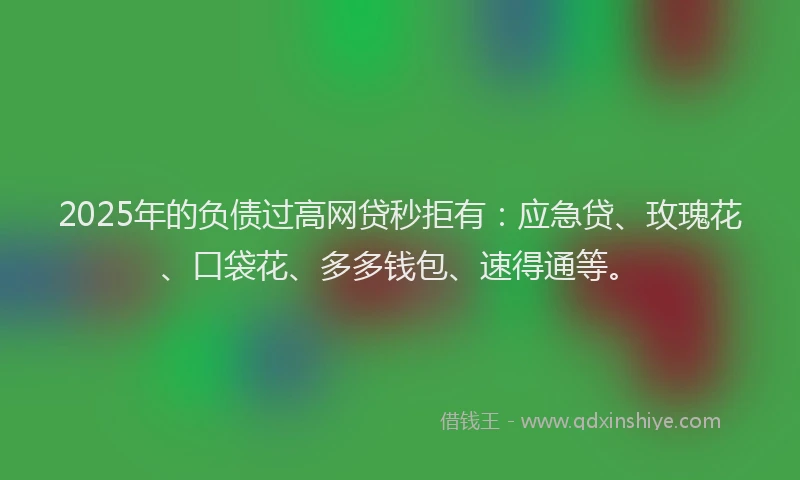 2025年的负债过高网贷秒拒有:应急贷、玫瑰花、口袋花、多多钱包、速得通等。