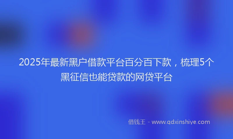 2025年最新黑户借款平台百分百下款，梳理5个黑征信也能贷款的网贷平台