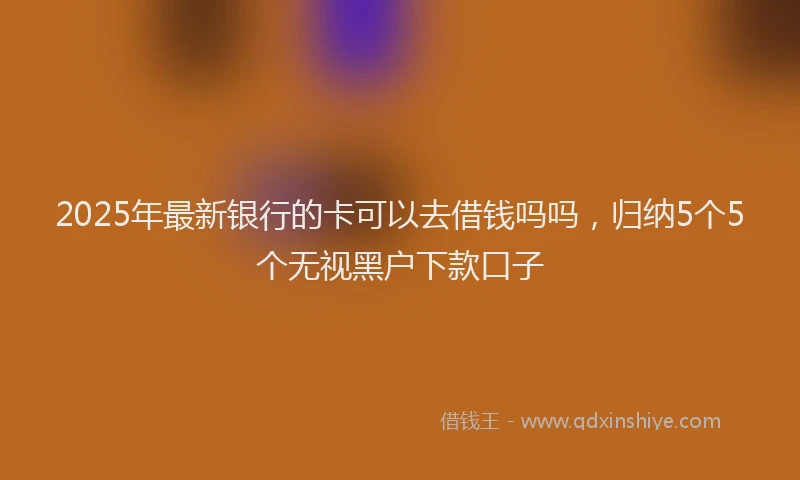 2025年最新银行的卡可以去借钱吗吗，归纳5个5个无视黑户下款口子