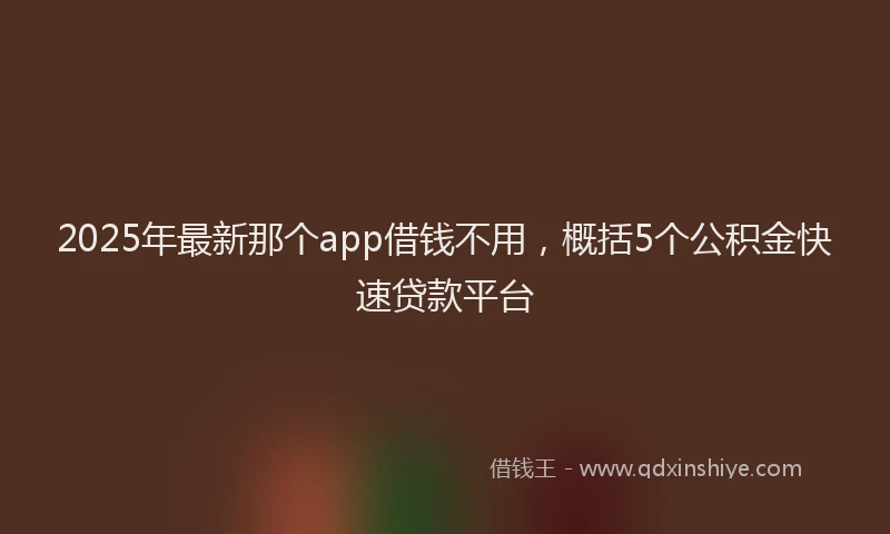 2025年最新那个app借钱不用，概括5个公积金快速贷款平台