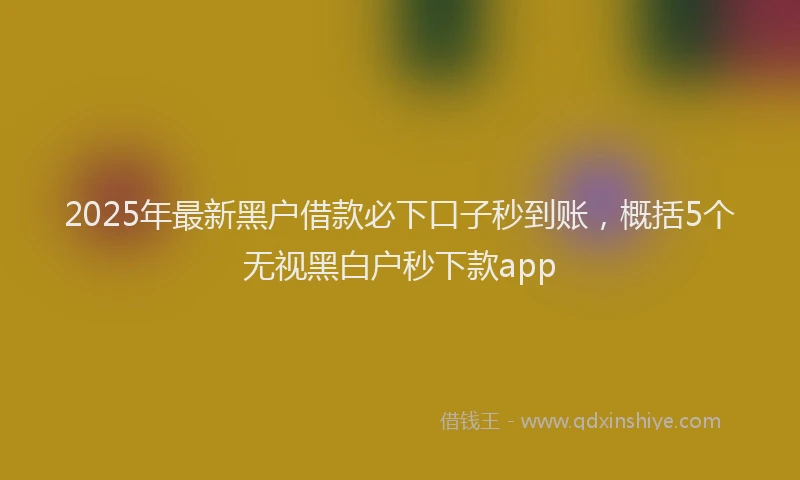 2025年最新黑户借款必下口子秒到账，概括5个无视黑白户秒下款app