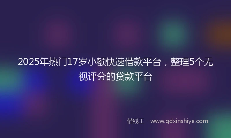 2025年热门17岁小额快速借款平台，整理5个无视评分的贷款平台