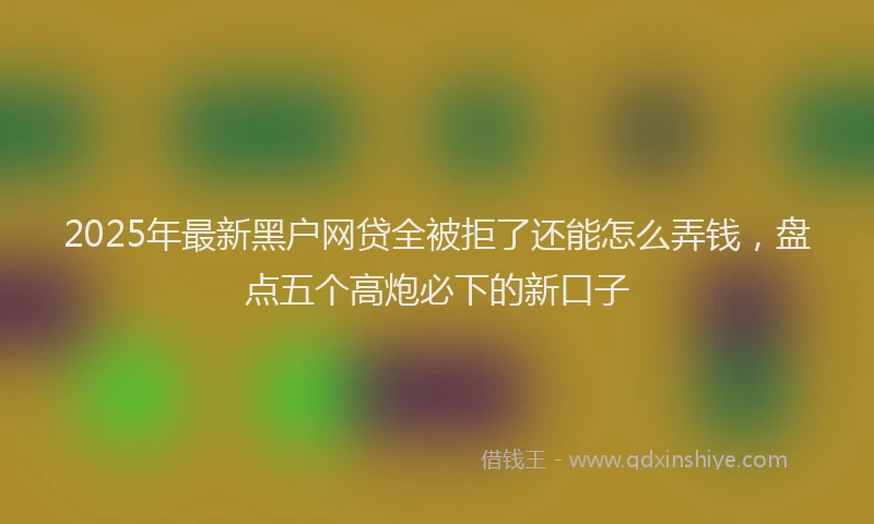 2025年最新黑户网贷全被拒了还能怎么弄钱，盘点五个高炮必下的新口子