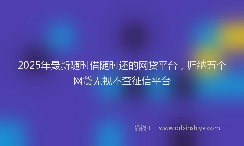 2025年最新随时借随时还的网贷平台，归纳五个网贷无视不查征信平台