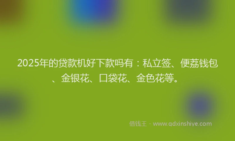 2025年的贷款机好下款吗有：私立签、便荔钱包、金银花、口袋花、金色花等。